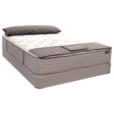 Queen Plush Pocketed Coil Mattress and Wood Foundation